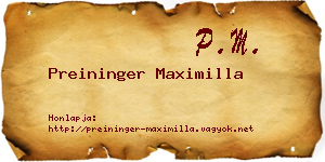 Preininger Maximilla névjegykártya